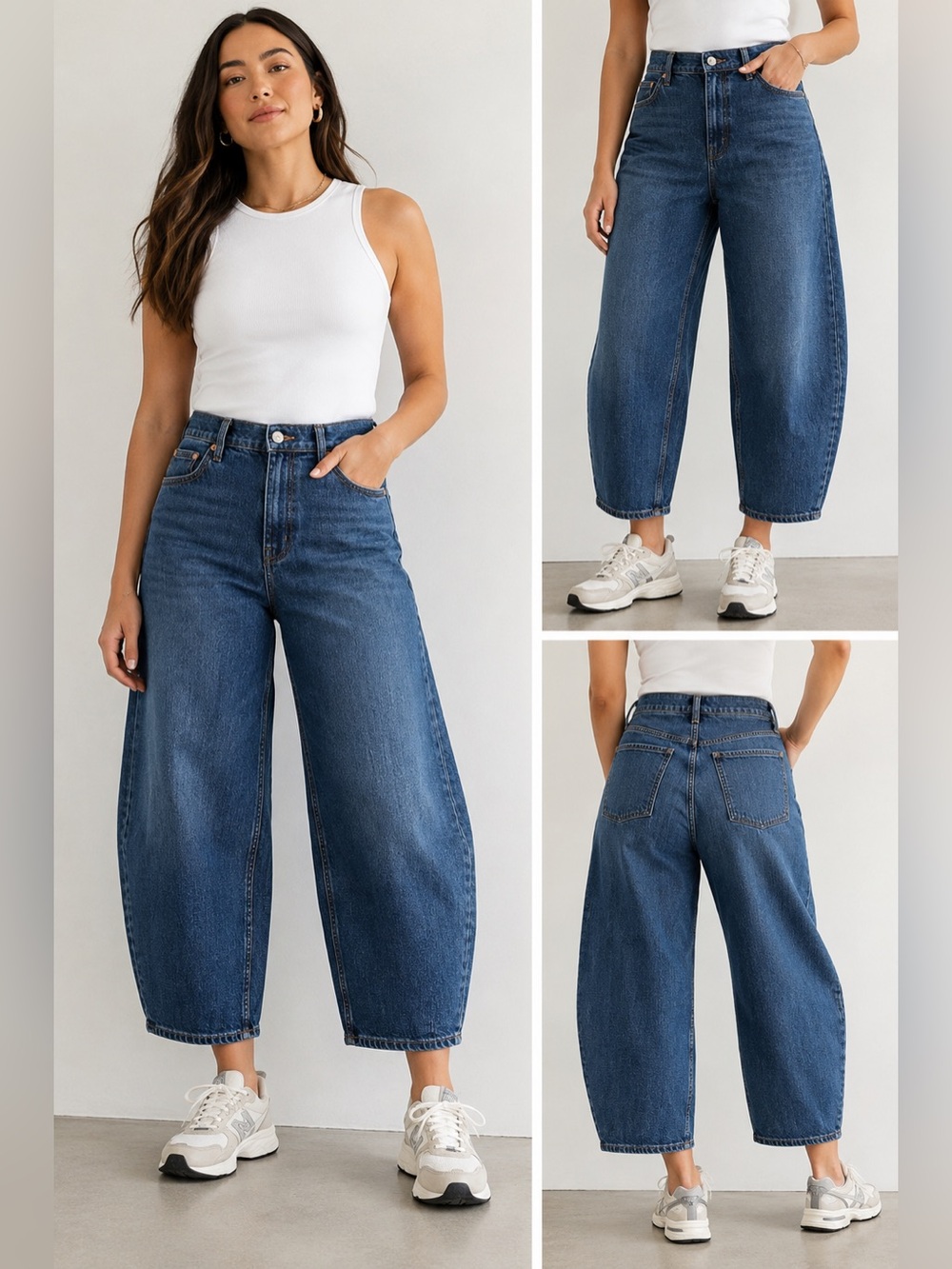 Old Navy High Rise Barrel Leg Jeans Womens 12 Cropped Medium Wash Denim